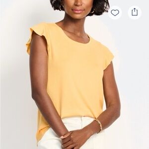Market and Spruce Louisa Yellow Flutter Sleeve Top
